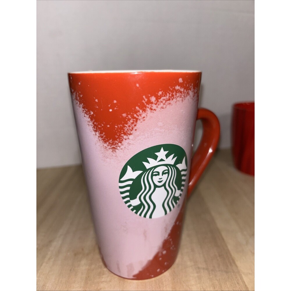 Starbucks 2021 Valentine’s Day Heart 16oz Coffee Mug 6" Tall Ceramic Red Pink